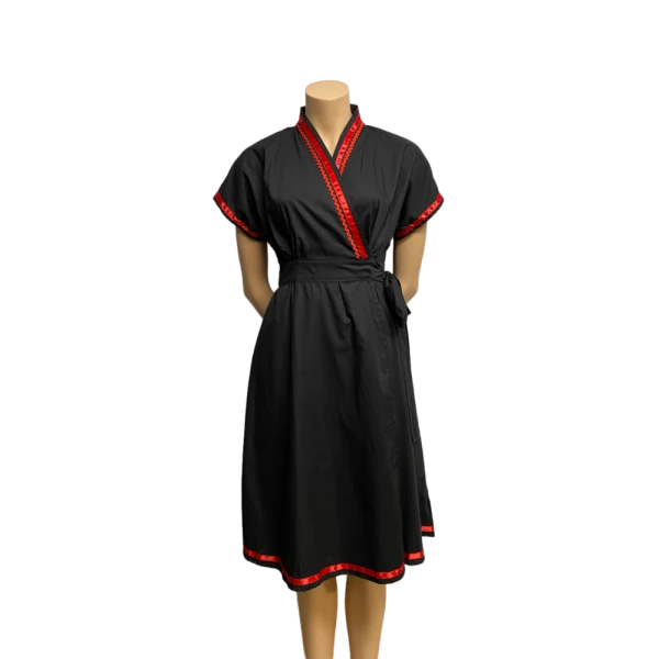 Black and  Red Kimono dress , size S - Image 2