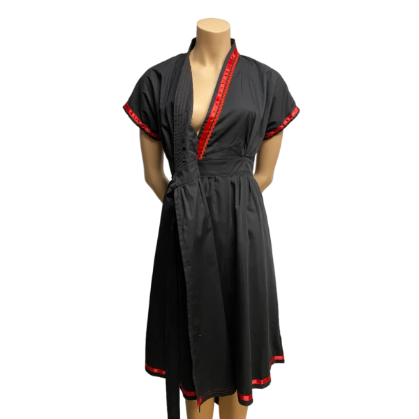 Black and  Red Kimono dress , size S - Image 3
