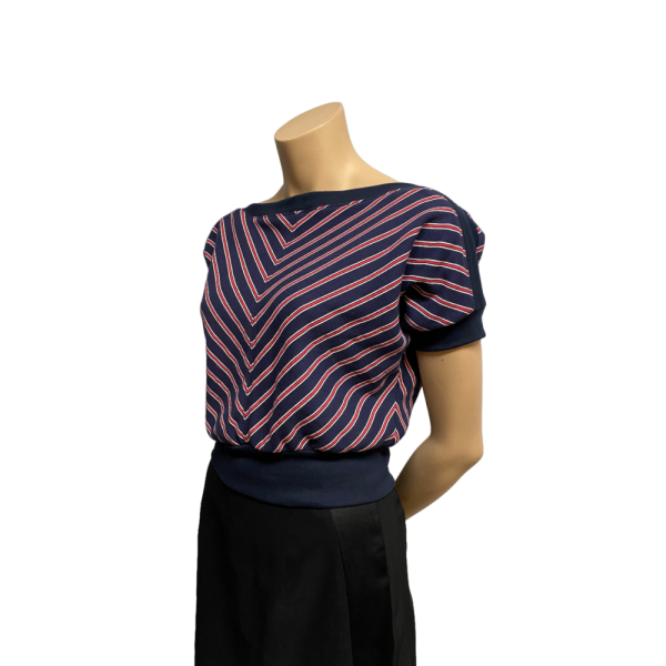 BLUE and RED Striped  Woman Top size S/M - Image 4