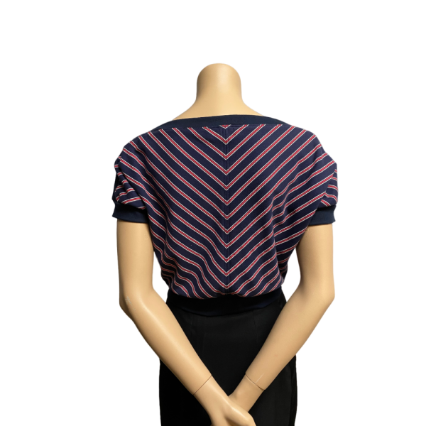 BLUE and RED Striped  Woman Top size S/M - Image 3
