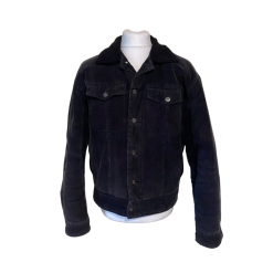 Men Vintage Jacket Black Corduroy size L