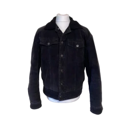 Men Vintage Jacket Black Corduroy size L