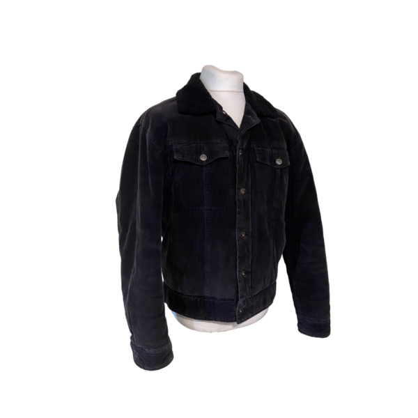Men Vintage Jacket Black Corduroy size L - Image 3