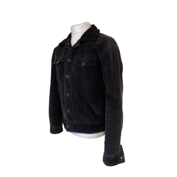 Men Vintage Jacket Black Corduroy size L - Image 4