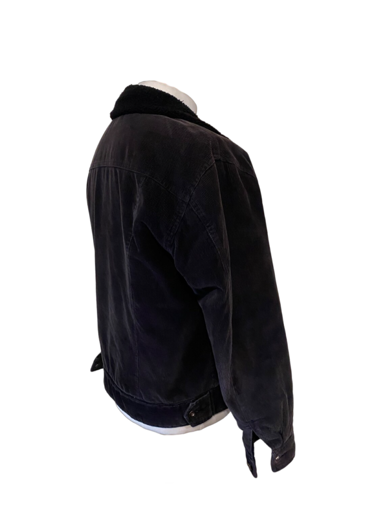 Men Vintage Jacket Black Corduroy size L - Vandthewolf Men Vintage Jacket Black Corduroy size L - Vandthewolf
