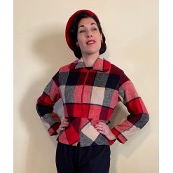 Red and Black Tartan Woman Jacket size S