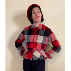 Red and Black Tartan Woman Jacket size S