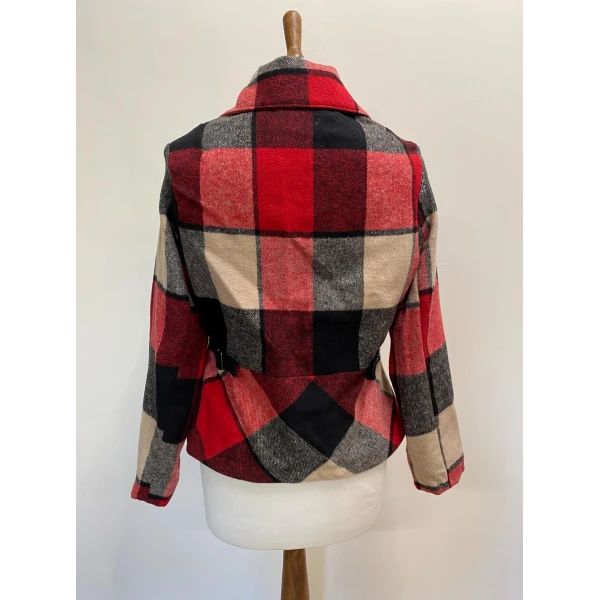 Red and Black Tartan Woman Jacket size S - Image 2