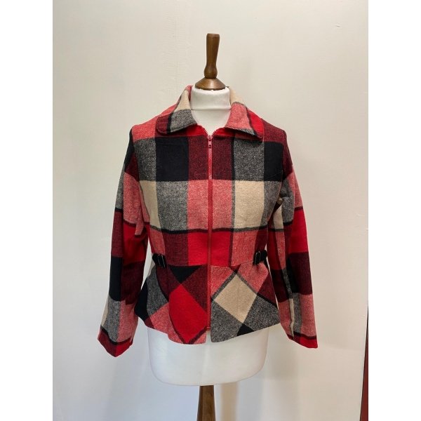 Red and Black Tartan Woman Jacket size S - Image 3