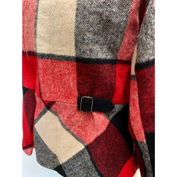 Red and Black Tartan Woman Jacket size S - Image 4