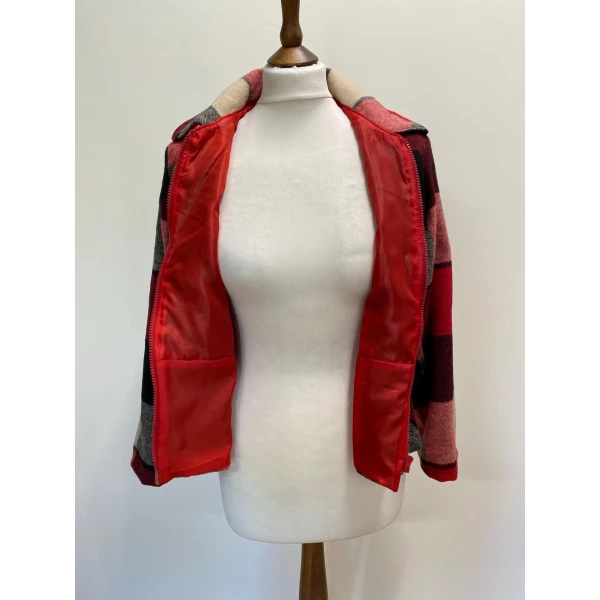 Red and Black Tartan Woman Jacket size S - Image 5
