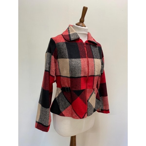 Red and Black Tartan Woman Jacket size S - Image 7